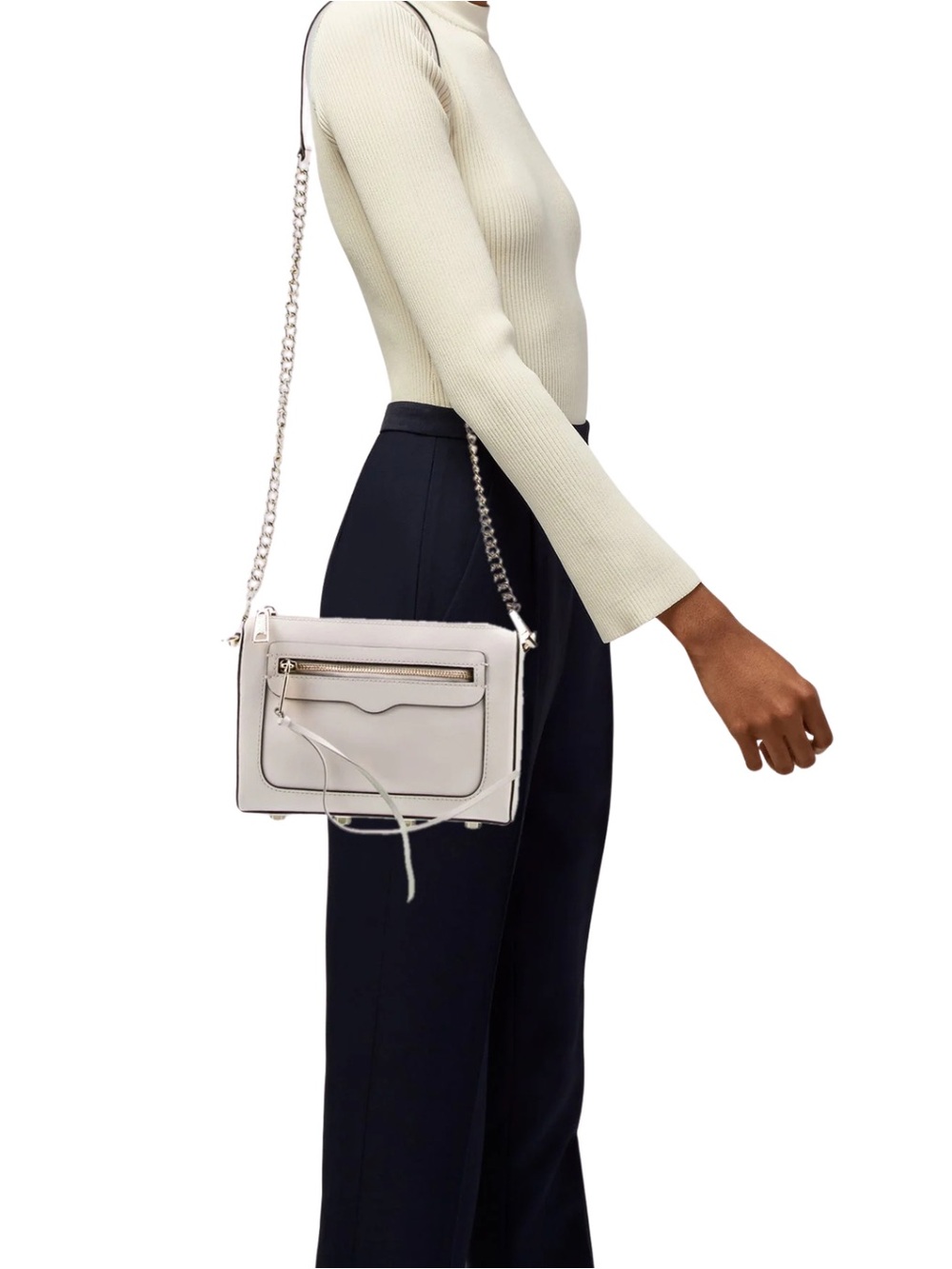 Rebecca Minkoff White Crossbody Shoulder Bag with Gold Chain Strap